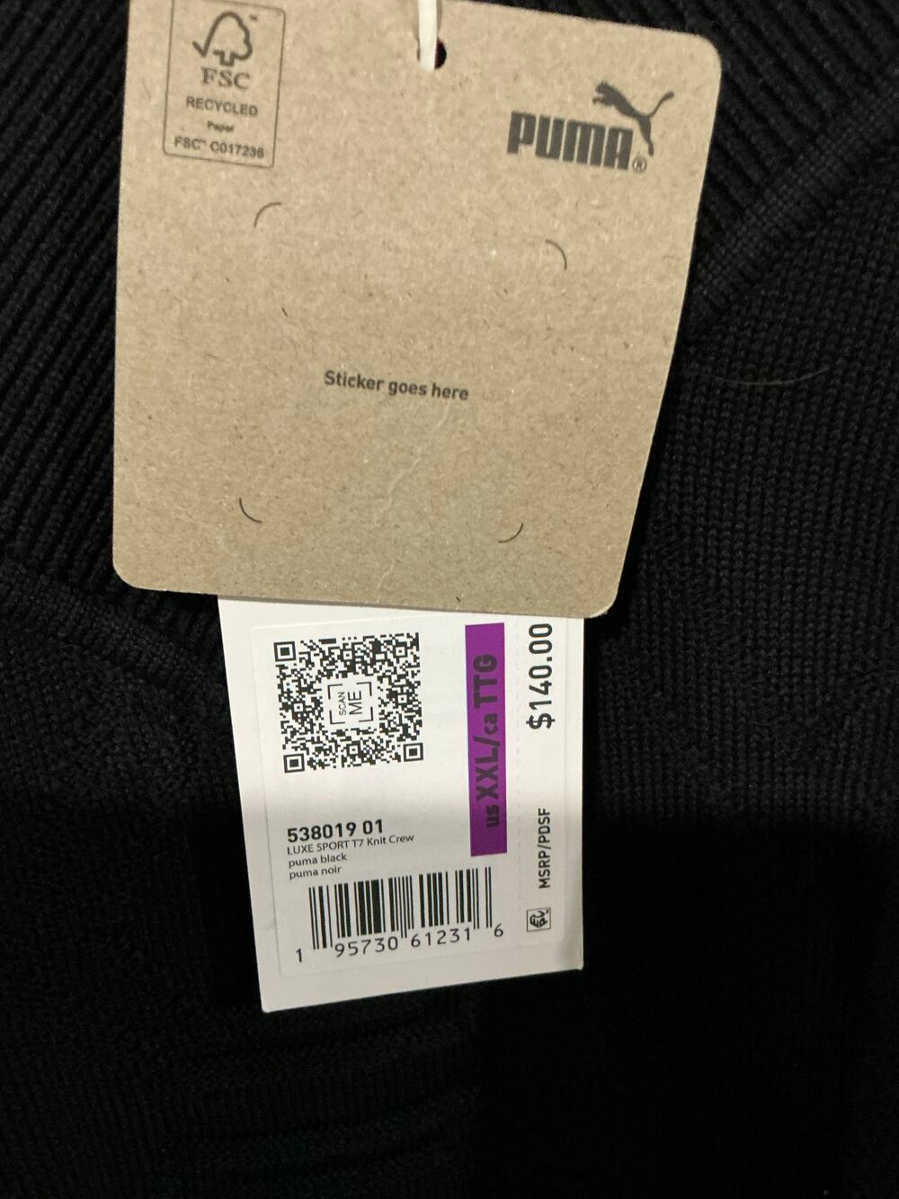 PUMA LUXE SPORT T7 KNIT CREW PUMA BLACK Size 2XL
